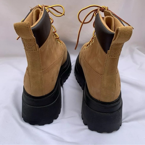 Timberland Women’s Sky 6-Inch 7.5 Lace Up Wheat Nubuck Leather Platform Boots - Picture 4 of 10